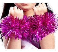 4Pcs Bracelet Pompons Cheerleader Feuille Métallique Pom Poms Bracelet élastique Accessoires de Cheerleading pour la Danse, la fête, l'école, Le Cheerleading, Le Football, Le Jeu Sportif
