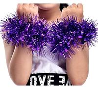 4Pcs Bracelet Pompons Cheerleader Feuille Métallique Pom Poms Bracelet élastique Accessoires de Cheerleading pour la Danse, la fête, l'école, Le Cheerleading, Le Football, Le Jeu Sportif