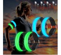 4PCS Brassard Lumineux LED Rechargeable USB, Brassard Reflechissant LED Running, Bande Clignotant Ajustable Bracelet Lumineux LED