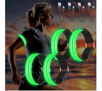 4PCS Brassard Lumineux LED Rechargeable USB, Brassard Reflechissant LED Running, Bande Clignotant Ajustable Bracelet Lumineux LED M
