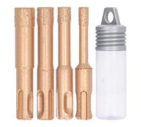 4PCS Brazed Hole Saw Kit, Emery Drill Bit Set with Triangular Shank, Diamond Grit Hole Opener for Glass Tile Marble Granite, Accurate Non Slip Design with Neat Cutting fo