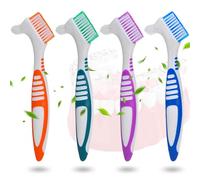 4pcs Brosse à Dents Dentier,Brosse Nettoyage Prothèse Dentaire à Prothèses Dure Têtes de Double Angle Tête de Double Angle pour Soins de la Denture