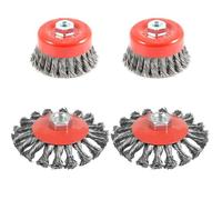 4pcs Brosse Métallique Nettoyage, Brosse Conique pour Meuleuse d'angle, Diamètre de 75 mm et 100 mm, M14