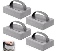 4Pcs Brosse Piscine Pierre Ponce avec Poignée, Pierres Nettoyage Grilles Barbecue Réutilisables, Brosses Ponces Briques Nettoyant Ergonomiques pour Nettoyer Griller Cuisinière, Plancha, Four, Carreaux