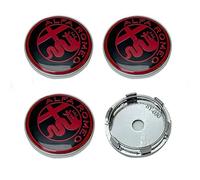 4Pcs Cache Moyeu Compatible avec Alfa Romeo Junior 2024 60mm, Enjoliveurs Centre de Roue de Voiture en Noir, Cache Jante pour Accessoires Voitures,Red