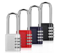 4Pcs Cadenas Code, Cadenas à Code à Anse Longue, Cadenas Code 4 Chiffres, Cadenas Casier, Cadenas a Code Métallique Lourde pour Porte Extérieure Casier Valise Hangar (Style A)