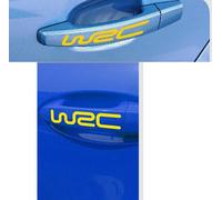 4pcs Car Style Fashion Creative Car Decorative Decals WRC Body Reflective Vinyl Stickers Handle Yellow (autocollants en vinyle réfléchissant pour la carrosserie)