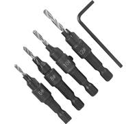 4Pcs Carbon Steel Drill Bit Kit 6-12# with Hex Wrench Woodworking Tool Accessories