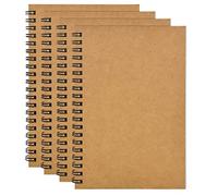 4pcs Carnets de Croquis A5, Reliure Spirale Carnet de Croquis, 100 Pages Carnet Dessin de Vierges, Couverture Kraft Carnet Croquis Papier pour le dessin, la peinture (Couverture Kraft Marron)