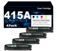 4pcs Cartouches de Toner 415A avec Puce pour HP 415A W2030A W2031A W2032A W2033A, Compatible pour imprimantes LaserJet Pro M454DN M454DW MFP M479DW M479FDN M479FDW,Black-1 Set