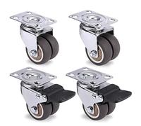 4Pcs Casters Wheels 2 Inch Heavy Duty Swivel Soft Roller with Brake for Platform Trolley Furniture Wheels Casters(4pcs With Brake,1.5 inch)