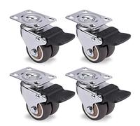 4Pcs Casters Wheels 2 Inch Heavy Duty Swivel Soft Roller with Brake for Platform Trolley Furniture Wheels Casters(4pcs With Brake,2 inch)