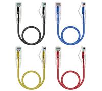 4PCS Cat6A Ethernet Patch Cable,20cm,RJ45 Snagless Short Shielded Network Cable,10Gbps,500MHz,28AWG,Multicolour 4-Pack (50cm)