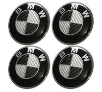 4PCS Centre De Roue BMW 68mm Carbone Noir Gris Emblème Logo Cache Moyeu