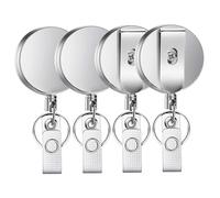 4pcs Chain de clés rétractable, badge rond portable Reel Heavy Duty avec clip d'anneau de trousseau pour carte d'identité Carabiner Carte Key travail Chaîne rétractable