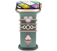 4Pcs Charms pour Bracelet Apple Watch 46mm 42mm 44mm 40mm 41mm 45mm 38mm 49mm Femmes,Boucles Décoratives Métal Brillant pour iWatch 10 9 8 7 6 5 4 3 SE/Galaxy watch 7 6 5 4 FE Bracelet Accessoires