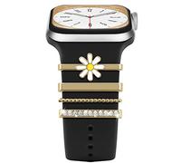 4Pcs Charms pour Bracelet Apple Watch 46mm 42mm 44mm 40mm 41mm 45mm 38mm 49mm Femmes,Boucles Décoratives Métal Brillant pour iWatch 10 9 8 7 6 5 4 3 SE/Galaxy watch 7 6 5 4 FE Bracelet Accessoires