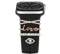 4Pcs Charms pour Bracelet Apple Watch 46mm 42mm 44mm 40mm 41mm 45mm 38mm 49mm Femmes,Boucles Décoratives Métal Brillant pour iWatch 10 9 8 7 6 5 4 3 SE/Galaxy watch 7 6 5 4 FE Bracelet Accessoires