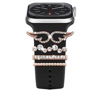 4Pcs Charms pour Bracelet Apple Watch 46mm 42mm 44mm 40mm 41mm 45mm 38mm 49mm Femmes,Boucles Décoratives Métal Brillant pour iWatch 10 9 8 7 6 5 4 3 SE/Galaxy watch 7 6 5 4 FE Bracelet Accessoires