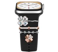 4Pcs Charms pour Bracelet Apple Watch 46mm 42mm 44mm 40mm 41mm 45mm 38mm 49mm Femmes,Boucles Décoratives Métal Brillant pour iWatch 10 9 8 7 6 5 4 3 SE/Galaxy watch 7 6 5 4 FE Bracelet Accessoires