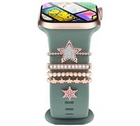 4Pcs Charms pour Bracelet Apple Watch 46mm 42mm 44mm 40mm 41mm 45mm 38mm 49mm Femmes,Boucles Décoratives Métal Brillant pour iWatch 10 9 8 7 6 5 4 3 SE/Galaxy watch 7 6 5 4 FE Bracelet Accessoires