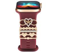 4Pcs Charms pour Bracelet Apple Watch 46mm 42mm 44mm 40mm 41mm 45mm 38mm 49mm Femmes,Boucles Décoratives Métal Brillant pour iWatch 10 9 8 7 6 5 4 3 SE/Galaxy watch 7 6 5 4 FE Bracelet Accessoires