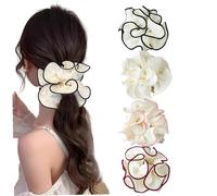 4PCS Chouchou Surdimensionné Double Couche Plissé À Volants Gros Chouchou pour Femme Grands Attaches De Cheveux pour Chignons Porte-Queue De Cheval Surdimensionné, Géant, Gros Chouchous, Grands Chouc