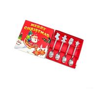 4pcs Christmas Spoon Set Stainless Steel Festive Handle(Silver)