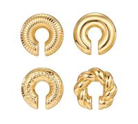 4pcs chunky oreille poignets ensemble, torsion non percé boucles d'oreilles pour les femmes, léger hypoallergénique à la mode bijoux cadeau-Golden