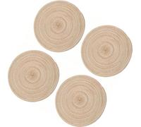 4Pcs Circular Cup Mat Braiding Heat Resistant Bowl Plate Mat Nordic Style Insulation Coaster Khaki