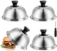 4Pcs Cloche De Cuisson, Cloche Hamburger Cloche De Cuisson Steak Cloche À Fromage Cloche Alimentaire Inox Pour Fromage Fondu Steak Hamburger Barbecue (16.2 * 16.2 * 10Cm)[APP8812273]