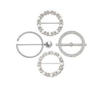 4Pcs Clothes Corner Knotted Buttons Circle Decor Scarf Ring Clips T-shirt Ties Clips Shirt Tighten Clips pour femmes filles accessoires décoratifs(Silver)