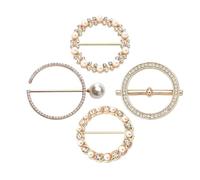 4Pcs Clothes Corner Knotted Buttons Circle Decor Scarf Ring Clips T-shirt Ties Clips Shirt Tighten Clips pour femmes filles accessoires décoratifs(Golden)