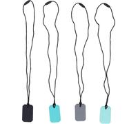 4PCS Collier sensoriel à mâcher Silicone de qualité alimentaire Réduisez l'anxiété en toute sécurité, pendentif doux pour les enfants