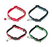 4pcs Colliers d'animaux de Noël réglables avec Cloche matériaux de Tissu Durable Beaux Colliers de Motif de Noël pour Chiens et Chats Accessoires de Vacances élégants Ajustement