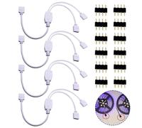 4PCS Connecteurs pour Ruban LED, 30CM 4 Broches 1 à 2 Ports LED RGB Splitter LED Strip Connector Y Splitter 1 à 2 Câble Diviseur Connecteur à 4 Broches pour Ruban 5050 3528 2835 Accessoires de DIY