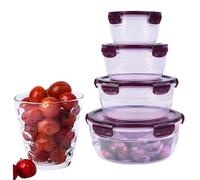 4pcs Conteneur de rangement alimentaire avec couvercle Boîte de rangement alimentaire rond Conteneurs alimentaires avec couvercles Boîte à lunch en plastique Boîte d'alimentation à l'épreuve de