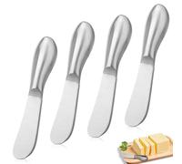 4PCS Couteaux à Beurre et à Fromage en Acier Inoxydable, Couteaux à Tartiner Multifonctions avec Poignée Ergonomique, Couverts pour la Fabrication du Beurre, du Fromage et de la Pâtisserie, 13,3x2,2cm