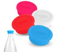 4pcs Couvercle de Bouteille en Verre, Silicone Couvercle Soda Réutilisable Bouchon de Bouteille de Soda Compatible avec la Bouteille en Verre Sodastream (Rouge, Rose, Bleu, Blanc)