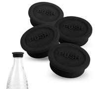 4pcs Couvercle de Bouteille en Verre, Silicone Couvercle Soda Réutilisable Bouchon de Bouteille de Soda Compatible avec la Bouteille en Verre Sodastream (Noir)
