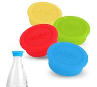 4pcs Couvercle de Bouteille en Verre, Silicone Couvercle Soda Réutilisable Bouchon de Bouteille de Soda Compatible avec la Bouteille en Verre Sodastream (Rouge, Jaune, Bleu, Vert)