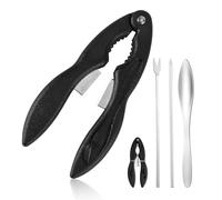 4pcs Craquelins et Outils de Crabe, 3 en 1 Craquelins de Homard Craquelins et Outils de Fruits de mer avec Fourchette/Cuillère/Pic pour Pattes de Crabe Noix Coquillages (Noir)