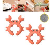 4Pcs Creative Crab Shaped Spatula Rack, Crab Spatula Holder, Crab Utensil Rest, Crab Spoon Holder for Pot, Silicone Multifunctional Spatula Holder Anti Scalding and Overflow Clip (Orange, 2 Pcs)