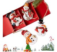 4pcs Décorations d'arbres de Noël - DÉCORATIONS DE LOI DE NORIEMENT DE RÉSINE 9cm - Santa Claus & Schnäann Follower for Christmas Tree - suspendu la décoration d'arbre de Noël à l'intérieur pour la fê