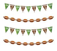 4pcs Décorations de Fête de Football, Bannière de Football Américain Pré-Enfilée Bannière de Drapeaux de Triangle de Football Bannière de Rugby pour Fête d'anniversaire à Thème Sportif Fête de Hayon