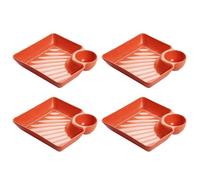 4PCS Divided Serving Tray with Dip Container Food Grade Plates,Reusable Platter Divided Snack Tray - for Party Appetizer Dessert Dumplings Fruit Salad Breakfast Lunch Dinner