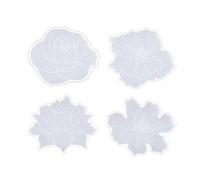 4Pcs Diy Crystal Flower Tea Tray Mold Flower-shaped Epoxy Resin Mold Suitable for Home Decoration Table Wine Tray