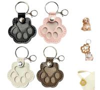 4pcs dog hair collector keychain charm memorial storage box,4pcs Cute Leather Paw Keychain Pet Hair Keepsake Keyring,Cat Fur Memory Charm,Collection Cat Hair Keychain for Bag Paw Key Holder-A-4pcs