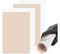 4pcs Double Sided Tattoo Practice Skin No Ink Microblading Eyebrows Eye Lip Silicone Synthetic Skin 1.5mm For Tattooing Beginners Makeup Training(Blank Pink And White)