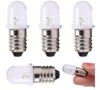 4pcs E10 LED Bulbe 1 pouce 12V Blanc de remplacement blanc E10 Bulbe avec couvercle transparent pour lampe de poche, signe LED, lampe